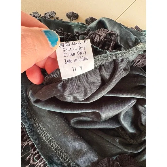 Emerald Green Velvet Star Sequin Ruched Mini Dress Halter Tassel Fringe - Picture 7 of 8